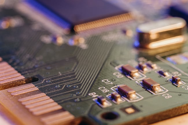 close up photo of a printed circuit board