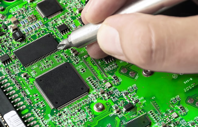 Close up of a PCB assembly.
