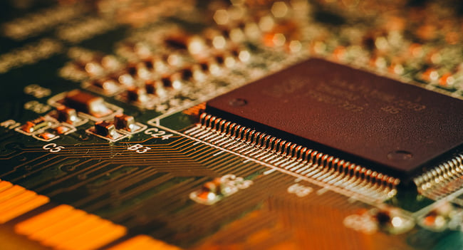 Close up photo of a printed circuit board for a medical device